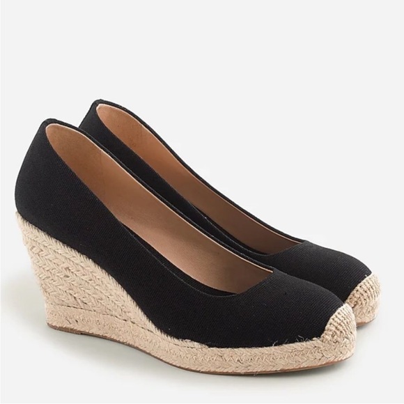 J.Crew Seville Espadrilles wedges in Canvas black size 9.5 - Picture 1 of 10